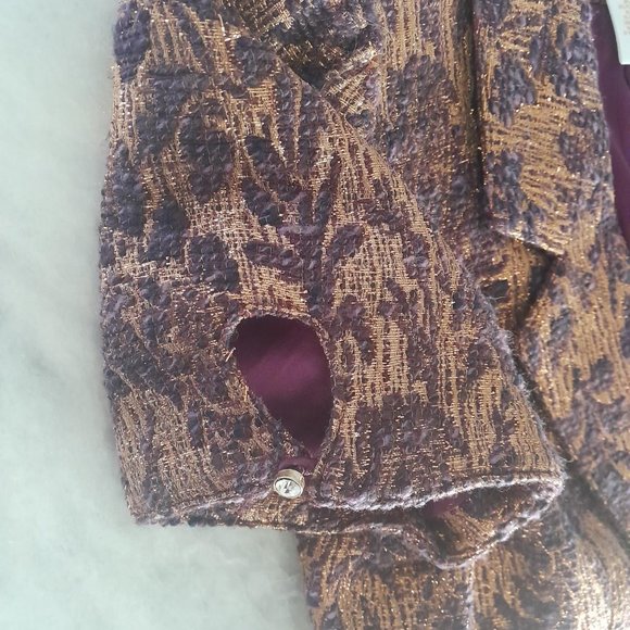LaRok Brocade gold purple crop jacket size - Picture 9 of 11
